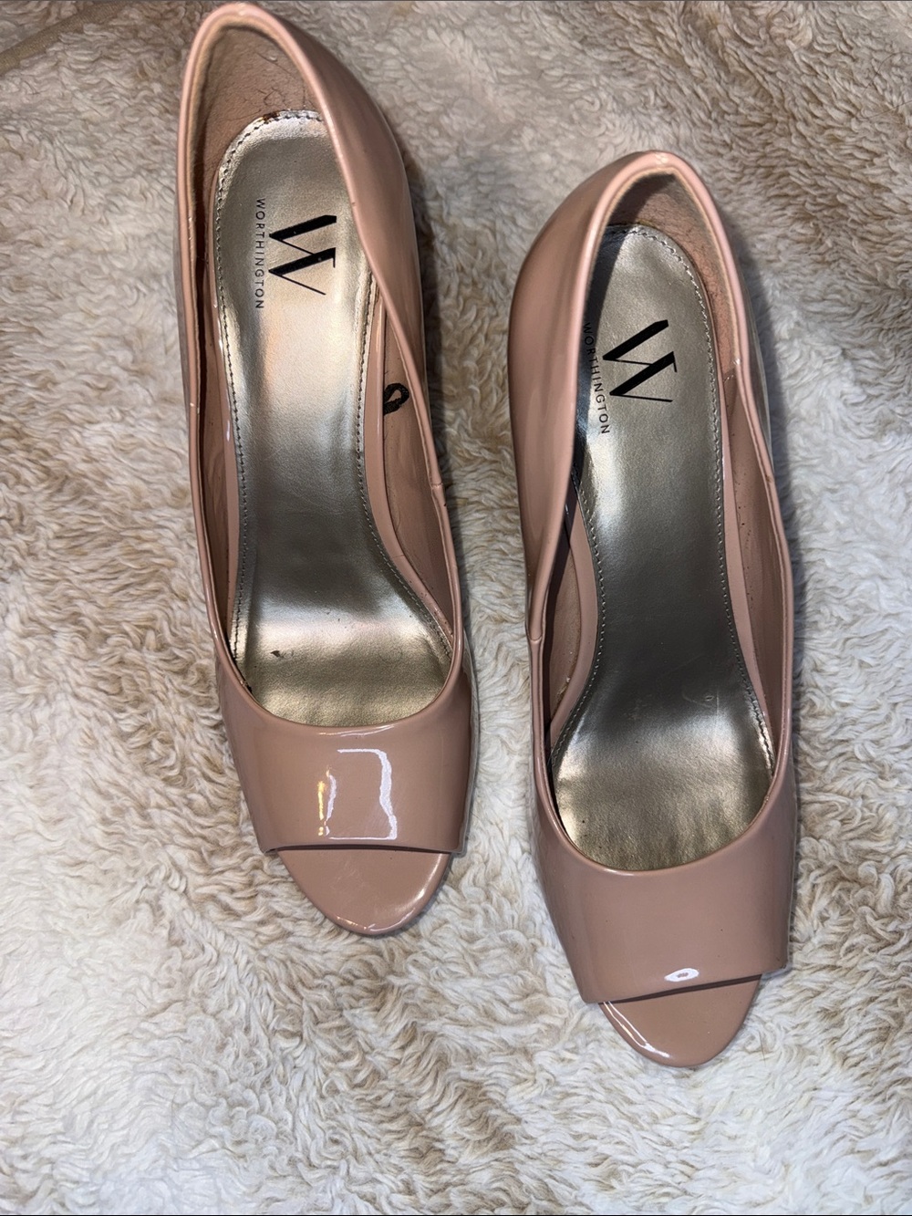 Worthington Blush Patent Peep-Toe Heels